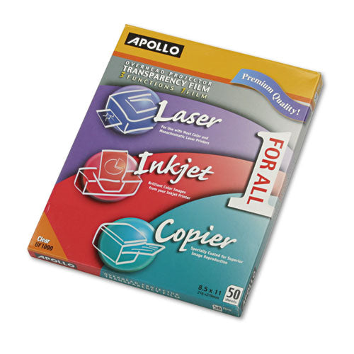 Apollo® wholesale. Color Laser-inkjet Transparency Film, Letter, Clear, 50-box. HSD Wholesale: Janitorial Supplies, Breakroom Supplies, Office Supplies.