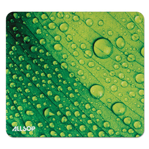 Allsop® wholesale. Naturesmart Mouse Pad, Leaf Raindrop, 8 1-2 X 8 X 1-10. HSD Wholesale: Janitorial Supplies, Breakroom Supplies, Office Supplies.