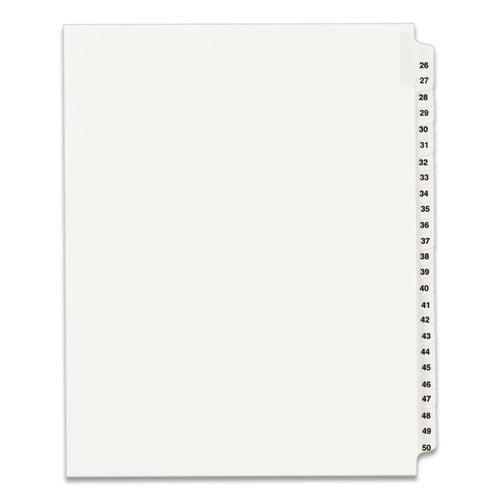 Avery® wholesale. AVERY Preprinted Legal Exhibit Side Tab Index Dividers, Avery Style, 25-tab, 26 To 50, 11 X 8.5, White, 1 Set, (1331). HSD Wholesale: Janitorial Supplies, Breakroom Supplies, Office Supplies.