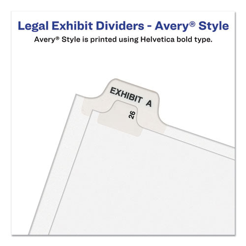 Avery® wholesale. AVERY Preprinted Legal Exhibit Side Tab Index Dividers, Avery Style, 25-tab, 51 To 75, 11 X 8.5, White, 1 Set, (1332). HSD Wholesale: Janitorial Supplies, Breakroom Supplies, Office Supplies.