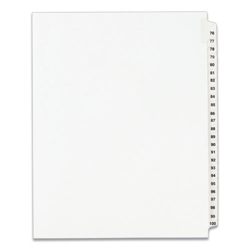 Avery® wholesale. AVERY Preprinted Legal Exhibit Side Tab Index Dividers, Avery Style, 25-tab, 76 To 100, 11 X 8.5, White, 1 Set, (1333). HSD Wholesale: Janitorial Supplies, Breakroom Supplies, Office Supplies.