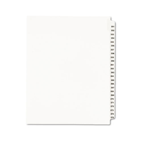 Avery® wholesale. AVERY Preprinted Legal Exhibit Side Tab Index Dividers, Avery Style, 25-tab, 251 To 275, 11 X 8.5, White, 1 Set, (1340). HSD Wholesale: Janitorial Supplies, Breakroom Supplies, Office Supplies.