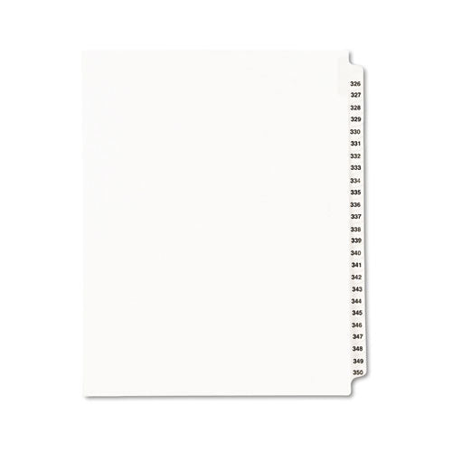 Avery® wholesale. AVERY Preprinted Legal Exhibit Side Tab Index Dividers, Avery Style, 25-tab, 326 To 350, 11 X 8.5, White, 1 Set, (1343). HSD Wholesale: Janitorial Supplies, Breakroom Supplies, Office Supplies.