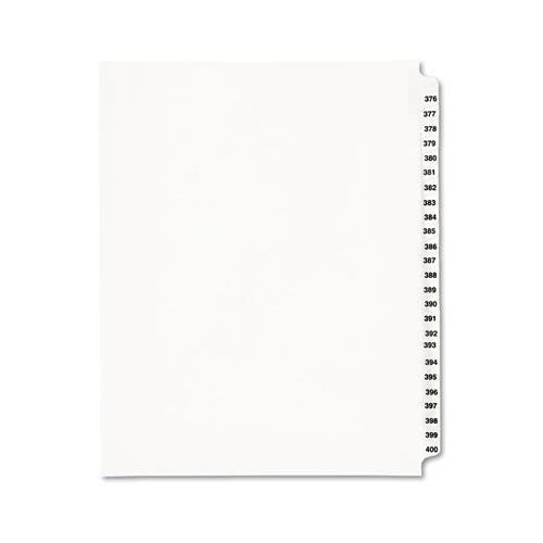Avery® wholesale. AVERY Preprinted Legal Exhibit Side Tab Index Dividers, Avery Style, 25-tab, 376 To 400, 11 X 8.5, White, 1 Set, (1345). HSD Wholesale: Janitorial Supplies, Breakroom Supplies, Office Supplies.