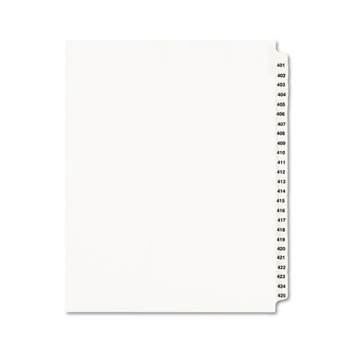 Avery® wholesale. AVERY Preprinted Legal Exhibit Side Tab Index Dividers, Avery Style, 25-tab, 401 To 425, 11 X 8.5, White, 1 Set, (1346). HSD Wholesale: Janitorial Supplies, Breakroom Supplies, Office Supplies.