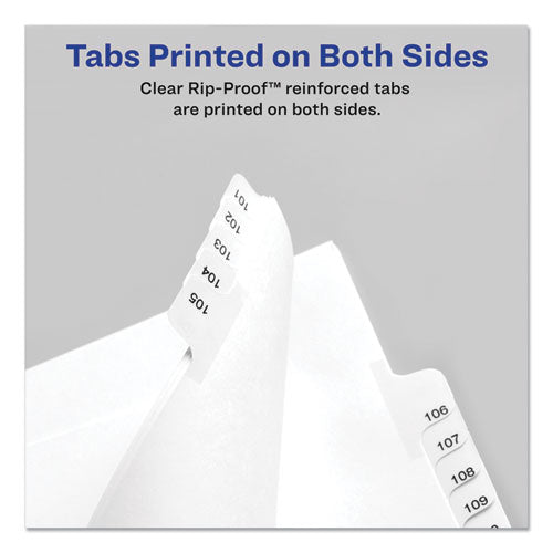 Avery® wholesale. AVERY Preprinted Legal Exhibit Side Tab Index Dividers, Allstate Style, 25-tab, 101 To 125, 11 X 8.5, White, 1 Set, (1705). HSD Wholesale: Janitorial Supplies, Breakroom Supplies, Office Supplies.