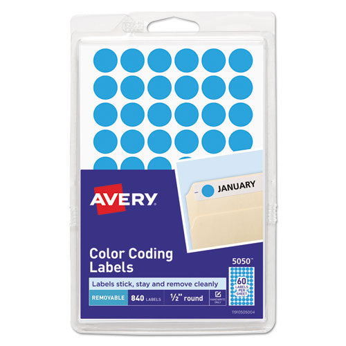 Avery® wholesale. AVERY Handwrite Only Self-adhesive Removable Round Color-coding Labels, 0.5