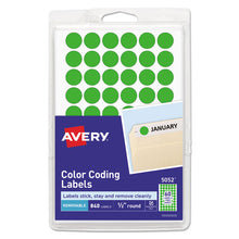 Load image into Gallery viewer, Avery® wholesale. AVERY Handwrite Only Self-adhesive Removable Round Color-coding Labels, 0.5&quot; Dia., Neon Green, 60-sheet, 14 Sheets-pack, (5052). HSD Wholesale: Janitorial Supplies, Breakroom Supplies, Office Supplies.