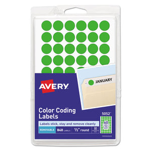 Avery® wholesale. AVERY Handwrite Only Self-adhesive Removable Round Color-coding Labels, 0.5" Dia., Neon Green, 60-sheet, 14 Sheets-pack, (5052). HSD Wholesale: Janitorial Supplies, Breakroom Supplies, Office Supplies.