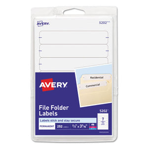 Avery® wholesale. AVERY Printable 4" X 6" - Permanent File Folder Labels, 0.69 X 3.44, White, 7-sheet, 36 Sheets-pack, (5202). HSD Wholesale: Janitorial Supplies, Breakroom Supplies, Office Supplies.