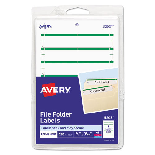 Avery® wholesale. AVERY Printable 4" X 6" - Permanent File Folder Labels, 0.69 X 3.44, White, 7-sheet, 36 Sheets-pack, (5203). HSD Wholesale: Janitorial Supplies, Breakroom Supplies, Office Supplies.