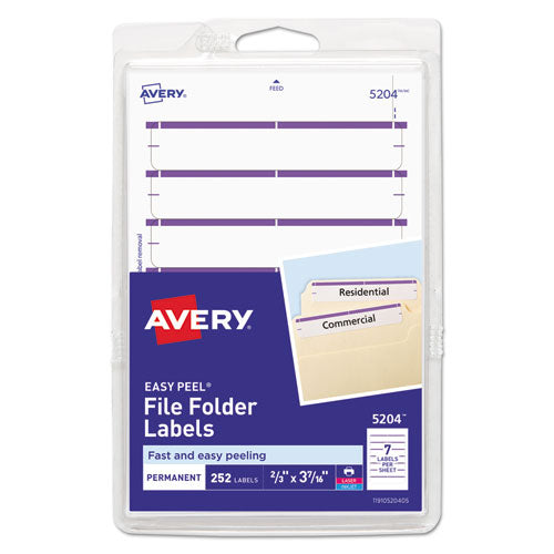 Avery® wholesale. AVERY Printable 4" X 6" - Permanent File Folder Labels, 0.69 X 3.44, White, 7-sheet, 36 Sheets-pack, (5204). HSD Wholesale: Janitorial Supplies, Breakroom Supplies, Office Supplies.