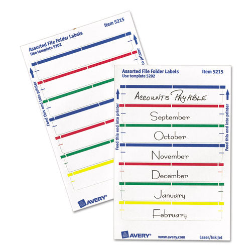 Avery® wholesale. AVERY Printable 4" X 6" - Permanent File Folder Labels, 0.69 X 3.44, White, 7-sheet, 36 Sheets-pack, (5215). HSD Wholesale: Janitorial Supplies, Breakroom Supplies, Office Supplies.