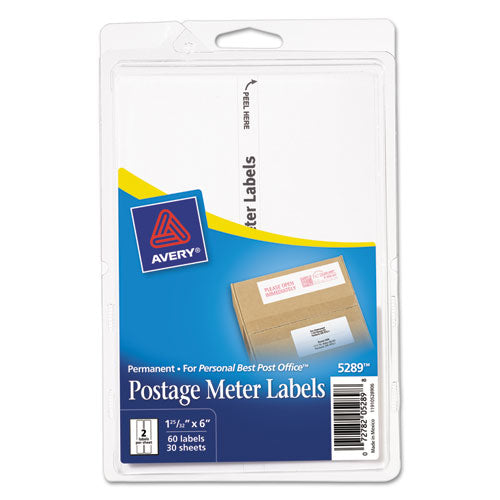 Avery® wholesale. AVERY Postage Meter Labels For Personal Post Office, 1.78 X 6, White, 2-sheet, 30 Sheets-pack, (5289). HSD Wholesale: Janitorial Supplies, Breakroom Supplies, Office Supplies.