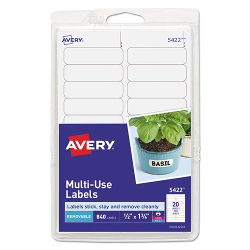 Avery® wholesale. AVERY Removable Multi-use Labels, Inkjet-laser Printers, 0.5 X 1.75, White, 20-sheet, 42 Sheets-pack, (5422). HSD Wholesale: Janitorial Supplies, Breakroom Supplies, Office Supplies.