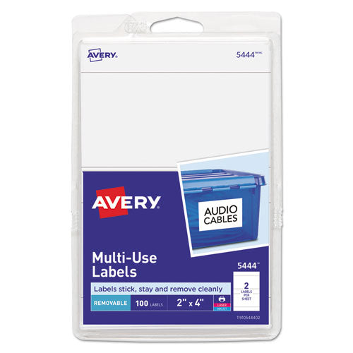 Avery® wholesale. AVERY Removable Multi-use Labels, Inkjet-laser Printers, 2 X 4, White, 2-sheet, 50 Sheets-pack, (5444). HSD Wholesale: Janitorial Supplies, Breakroom Supplies, Office Supplies.