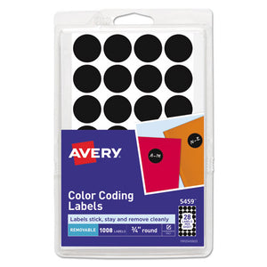 Avery® wholesale. AVERY Handwrite Only Self-adhesive Removable Round Color-coding Labels, 0.75" Dia., Black, 28-sheet, 36 Sheets-pack, (5459). HSD Wholesale: Janitorial Supplies, Breakroom Supplies, Office Supplies.