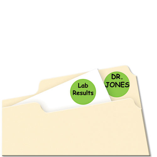 Avery® wholesale. AVERY Printable Self-adhesive Removable Color-coding Labels, 0.75" Dia., Neon Green, 24-sheet, 42 Sheets-pack, (5468). HSD Wholesale: Janitorial Supplies, Breakroom Supplies, Office Supplies.