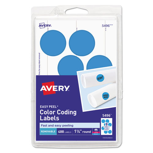 Avery® wholesale. AVERY Printable Self-adhesive Removable Color-coding Labels, 1.25" Dia., Light Blue, 8-sheet, 50 Sheets-pack, (5496). HSD Wholesale: Janitorial Supplies, Breakroom Supplies, Office Supplies.