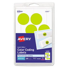 Load image into Gallery viewer, Avery® wholesale. AVERY Printable Self-adhesive Removable Color-coding Labels, 1.25&quot; Dia., Neon Yellow, 8-sheet, 50 Sheets-pack, (5499). HSD Wholesale: Janitorial Supplies, Breakroom Supplies, Office Supplies.