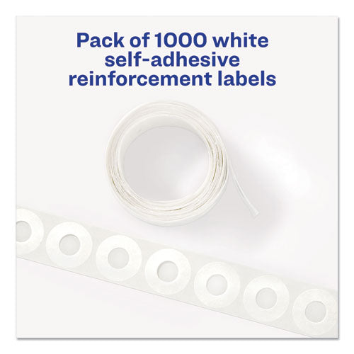 Avery® wholesale. AVERY Dispenser Pack Hole Reinforcements, 1-4" Dia, White, 1000-pack, (5720). HSD Wholesale: Janitorial Supplies, Breakroom Supplies, Office Supplies.