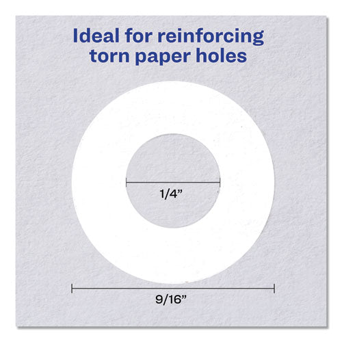 Avery® wholesale. AVERY Dispenser Pack Hole Reinforcements, 1-4" Dia, White, 1000-pack, (5720). HSD Wholesale: Janitorial Supplies, Breakroom Supplies, Office Supplies.