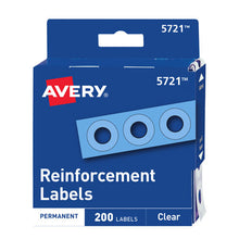 Load image into Gallery viewer, Avery® wholesale. AVERY Dispenser Pack Hole Reinforcements, 1-4&quot; Dia, Clear, 200-pack, (5721). HSD Wholesale: Janitorial Supplies, Breakroom Supplies, Office Supplies.