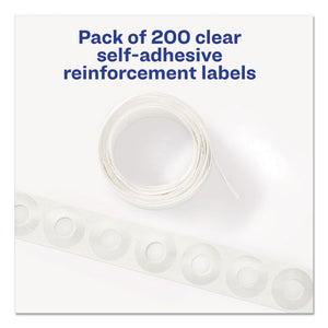 Avery® wholesale. AVERY Dispenser Pack Hole Reinforcements, 1-4" Dia, Clear, 200-pack, (5721). HSD Wholesale: Janitorial Supplies, Breakroom Supplies, Office Supplies.