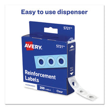 Load image into Gallery viewer, Avery® wholesale. AVERY Dispenser Pack Hole Reinforcements, 1-4&quot; Dia, Clear, 200-pack, (5721). HSD Wholesale: Janitorial Supplies, Breakroom Supplies, Office Supplies.