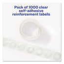 Avery® wholesale. AVERY Dispenser Pack Hole Reinforcements, 1-4" Dia, Clear, 1000-pack, (5722). HSD Wholesale: Janitorial Supplies, Breakroom Supplies, Office Supplies.