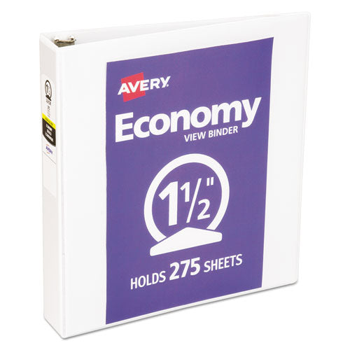 Avery® wholesale. AVERY Economy View Binder With Round Rings , 3 Rings, 1.5" Capacity, 11 X 8.5, White, (5726). HSD Wholesale: Janitorial Supplies, Breakroom Supplies, Office Supplies.
