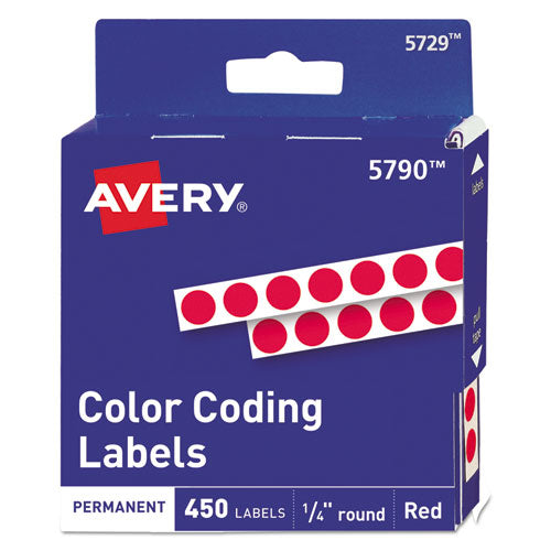 Avery® wholesale. AVERY Handwrite-only Permanent Self-adhesive Round Color-coding Labels In Dispensers, 0.25" Dia., Red, 450-roll, (5790). HSD Wholesale: Janitorial Supplies, Breakroom Supplies, Office Supplies.