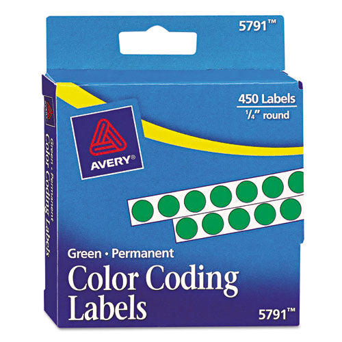 Avery® wholesale. AVERY Handwrite-only Permanent Self-adhesive Round Color-coding Labels In Dispensers, 0.25" Dia., Green, 450-roll, (5791). HSD Wholesale: Janitorial Supplies, Breakroom Supplies, Office Supplies.