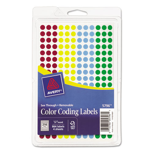 Avery® wholesale. AVERY Handwrite-only Self-adhesive "see Through" Removable Round Color Dots, 0.25" Dia., Assorted, 216-sheet, 4 Sheets-pack, (5796). HSD Wholesale: Janitorial Supplies, Breakroom Supplies, Office Supplies.