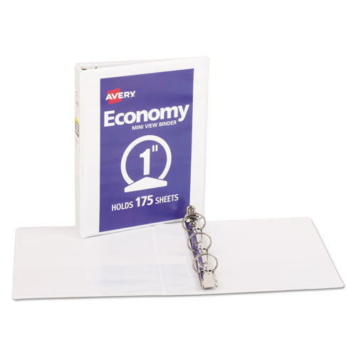 Avery® wholesale. AVERY Economy View Binder With Round Rings , 3 Rings, 1" Capacity, 8.5 X 5.5, White, (5806). HSD Wholesale: Janitorial Supplies, Breakroom Supplies, Office Supplies.