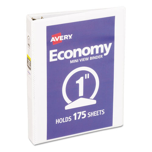 Avery® wholesale. AVERY Economy View Binder With Round Rings , 3 Rings, 1" Capacity, 8.5 X 5.5, White, (5806). HSD Wholesale: Janitorial Supplies, Breakroom Supplies, Office Supplies.