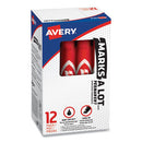 Avery® wholesale. AVERY Marks A Lot Regular Desk-style Permanent Marker, Broad Chisel Tip, Red, Dozen, (7887). HSD Wholesale: Janitorial Supplies, Breakroom Supplies, Office Supplies.