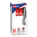 Avery® wholesale. AVERY Marks A Lot Large Desk-style Permanent Marker, Broad Chisel Tip, Red, Dozen, (8887). HSD Wholesale: Janitorial Supplies, Breakroom Supplies, Office Supplies.