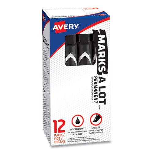 Avery® wholesale. AVERY Marks A Lot Large Desk-style Permanent Marker, Broad Chisel Tip, Black, Dozen, (8888). HSD Wholesale: Janitorial Supplies, Breakroom Supplies, Office Supplies.