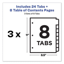 Load image into Gallery viewer, Avery® wholesale. AVERY Customizable Table Of Contents Ready Index Dividers With Multicolor Tabs, 8-tab, 1 To 8, 11 X 8.5, White, 3 Sets. HSD Wholesale: Janitorial Supplies, Breakroom Supplies, Office Supplies.