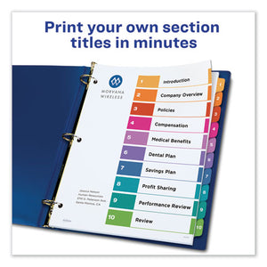 Avery® wholesale. AVERY Customizable Table Of Contents Ready Index Dividers With Multicolor Tabs, 10-tab, 1 To 10, 11 X 8.5, White, 3 Sets. HSD Wholesale: Janitorial Supplies, Breakroom Supplies, Office Supplies.