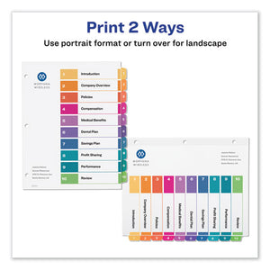 Avery® wholesale. AVERY Customizable Table Of Contents Ready Index Dividers With Multicolor Tabs, 10-tab, 1 To 10, 11 X 8.5, White, 3 Sets. HSD Wholesale: Janitorial Supplies, Breakroom Supplies, Office Supplies.