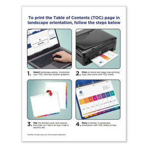 Avery® wholesale. AVERY Customizable Table Of Contents Ready Index Dividers With Multicolor Tabs, 10-tab, 1 To 10, 11 X 8.5, White, 3 Sets. HSD Wholesale: Janitorial Supplies, Breakroom Supplies, Office Supplies.