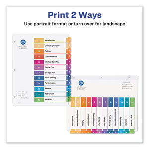 Avery® wholesale. AVERY Customizable Table Of Contents Ready Index Dividers With Multicolor Tabs, 12-tab, 1 To 12, 11 X 8.5, White, 3 Sets. HSD Wholesale: Janitorial Supplies, Breakroom Supplies, Office Supplies.