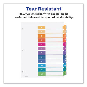 Avery® wholesale. AVERY Customizable Table Of Contents Ready Index Dividers With Multicolor Tabs, 12-tab, 1 To 12, 11 X 8.5, White, 3 Sets. HSD Wholesale: Janitorial Supplies, Breakroom Supplies, Office Supplies.