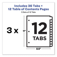 Load image into Gallery viewer, Avery® wholesale. AVERY Customizable Table Of Contents Ready Index Dividers With Multicolor Tabs, 12-tab, 1 To 12, 11 X 8.5, White, 3 Sets. HSD Wholesale: Janitorial Supplies, Breakroom Supplies, Office Supplies.