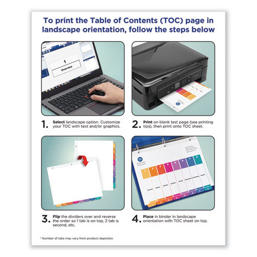 Avery® wholesale. AVERY Customizable Table Of Contents Ready Index Dividers With Multicolor Tabs, 31-tab, 1 To 31, 11 X 8.5, White, 1 Set. HSD Wholesale: Janitorial Supplies, Breakroom Supplies, Office Supplies.