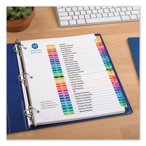 Avery® wholesale. AVERY Customizable Table Of Contents Ready Index Dividers With Multicolor Tabs, 31-tab, 1 To 31, 11 X 8.5, White, 1 Set. HSD Wholesale: Janitorial Supplies, Breakroom Supplies, Office Supplies.