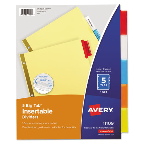 Avery® wholesale. AVERY Insertable Big Tab Dividers, 5-tab, Letter. HSD Wholesale: Janitorial Supplies, Breakroom Supplies, Office Supplies.