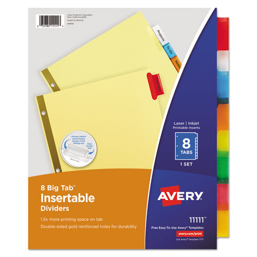 Avery® wholesale. AVERY Insertable Big Tab Dividers, 8-tab, Letter. HSD Wholesale: Janitorial Supplies, Breakroom Supplies, Office Supplies.